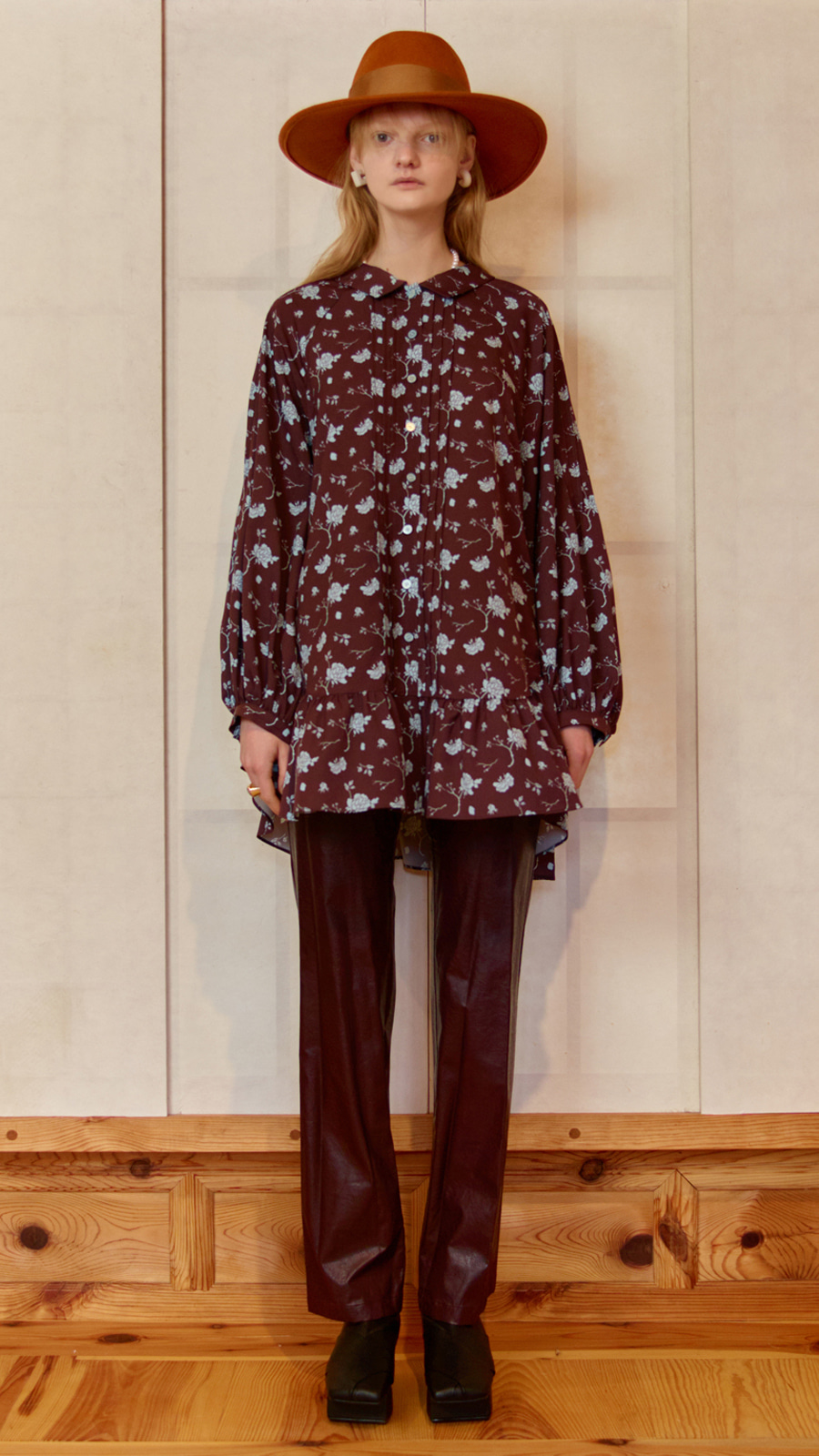 FLORAL BLOUSE_BROWN