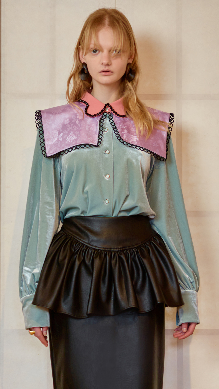 TWO COLLAR BLOUSE_GREEN