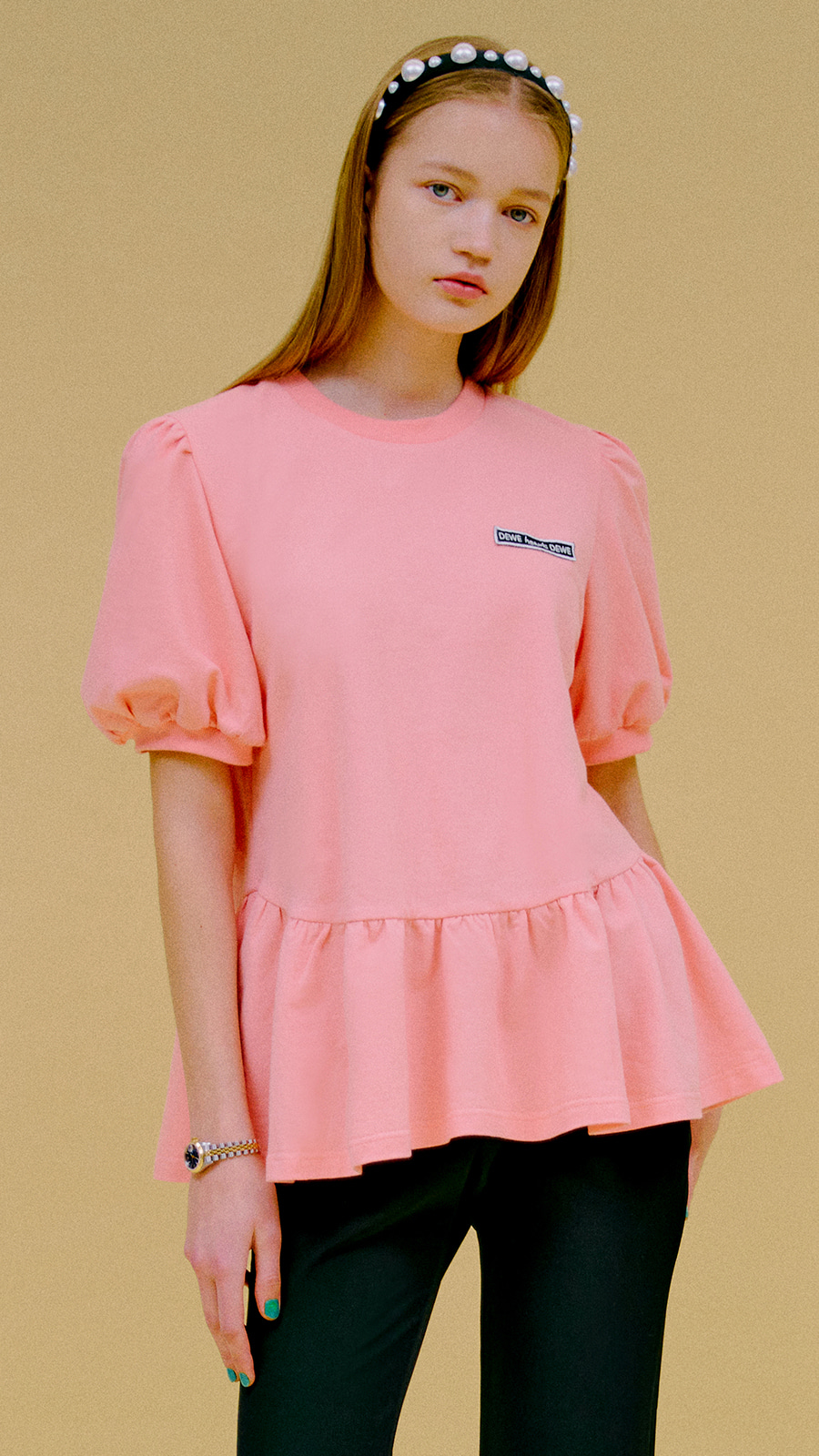 LOGO PATCH FRILL TOP_PINK
