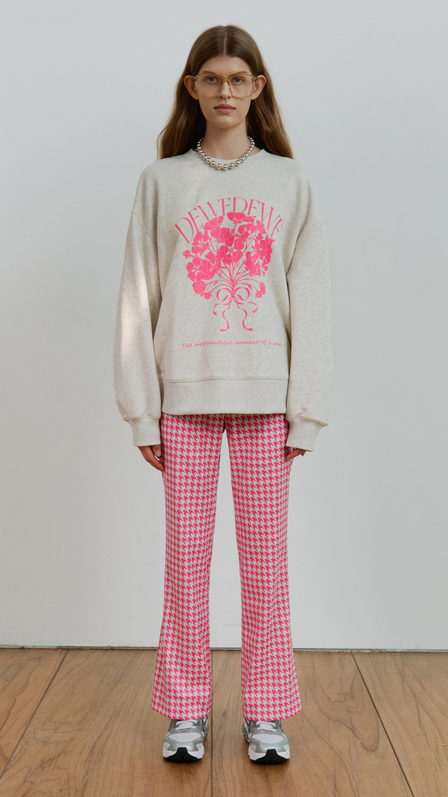 HOUND TOOTH PANTS_PINK